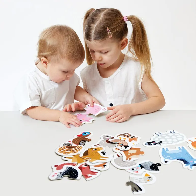 15 puzzles animales de la granja de 2 piezas