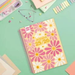Agenda espiral cuarto 2025-26 Diva Spring semana vista horizontal 2025-2026