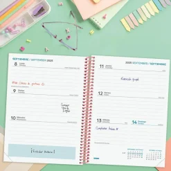 Agenda espiral cuarto 2025-26 Diva Spring semana vista horizontal 2025-2026