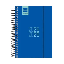 Agenda espiral E8 azul 2025-2026 día página