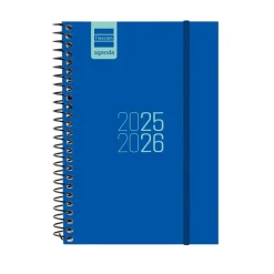 Agenda espiral E8 azul 2025-2026 semana vista horizontal