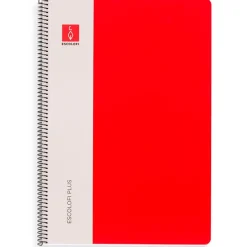 Bloc A4 color rojo pauta 3mm. 80 hojas serie Plus