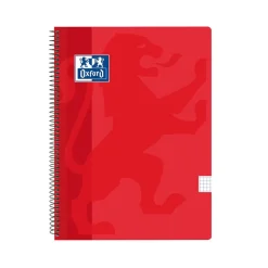 Bloc A4 rojo cuadro 4mm. tapa plástico 80 hojas Oxford