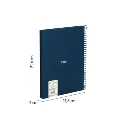 Bloc A5 tapa dura cuadro 5x5mm 80 hojas azul serie 1918 Milan