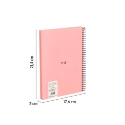Bloc A5 tapa dura cuadro 5x5mm 80 hojas rosa serie 1918 Milan