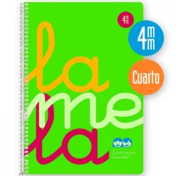 Bloc cuarto cuadrovía 4mm. 80 hojas tapa polipropileno verde flúor