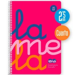 Bloc cuarto cuadrovía 2,5mm. 80 hojas tapa polipropileno rosa flúor