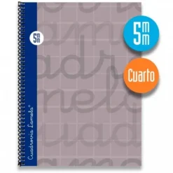 Bloc cuarto cuadrovía 5mm. 80 hojas tapa extra dura gris