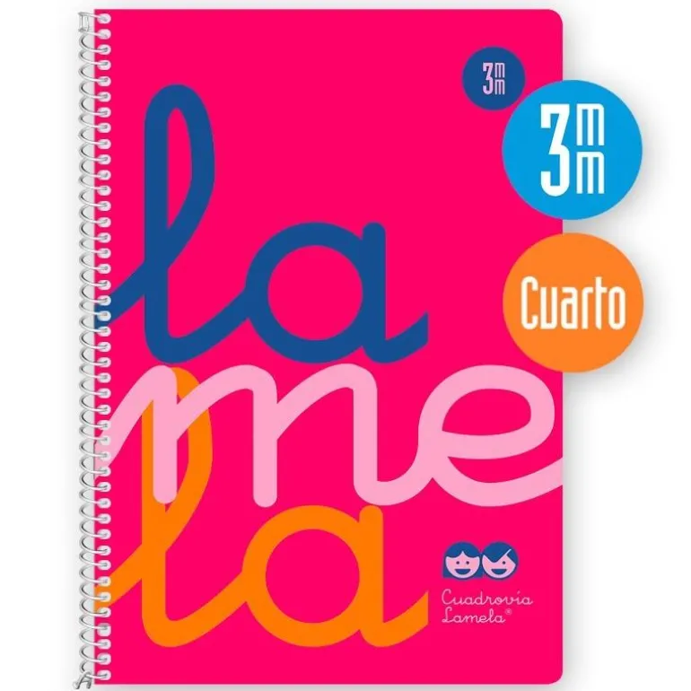 Bloc cuarto cuadrovía 3mm. 80 hojas tapa polipropileno rosa flúor