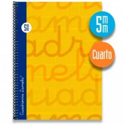 Bloc cuarto cuadrovía 5mm. 80 hojas tapa extra dura naranja