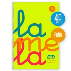 Bloc folio cuadrovía 4mm. 80 hojas tapa polipropileno amarillo flúor
