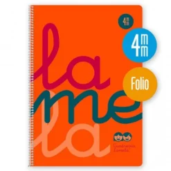 Bloc folio cuadrovía 4mm. 80 hojas tapa polipropileno naranja flúor
