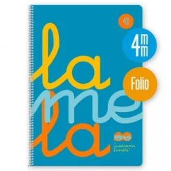 Bloc folio cuadrovía 4mm. 80 hojas tapa polipropileno azul flúor