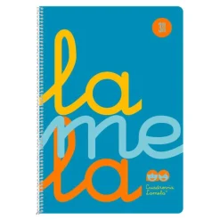 Bloc folio cuadrovía 3mm. 80 hojas tapa polipropileno azul flúor