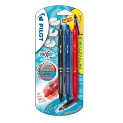 Bolígrafo Frixion Clicker 1 tinta negra, 1 azul y 1 roja