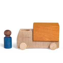 Camión madera naranja Lubu con figura