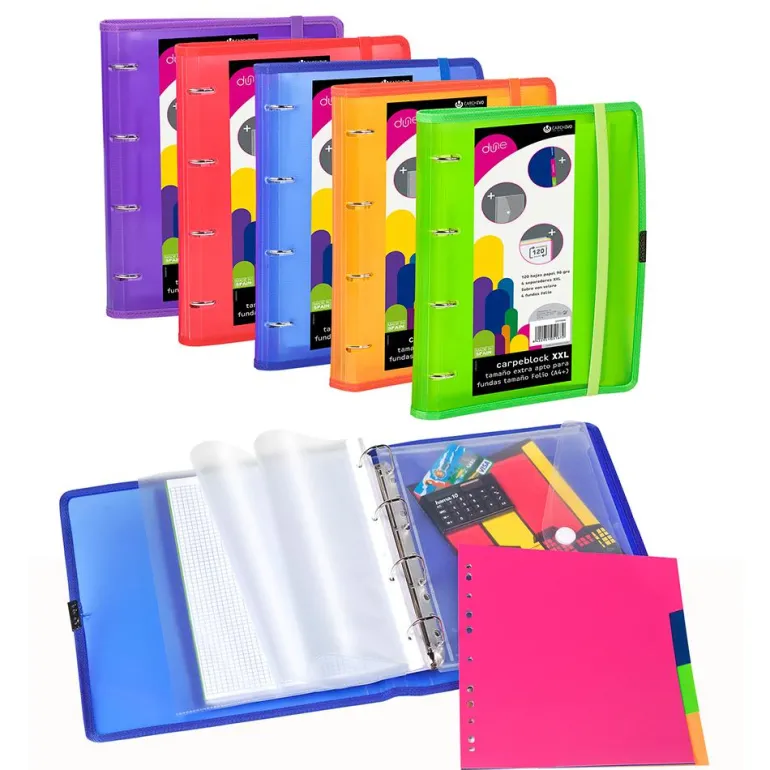 Carpebloc folio negro 4 anillas 35mm. PP Dune XXL con recambio