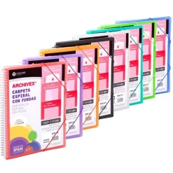 Carpeta A4 con 50 fundas Archivex PP colores surtidos