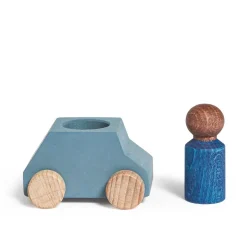 Coche madera gris Lubu con figura azul