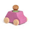 Coche madera rosa Lubu con figura verde