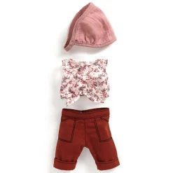 Conjunto camisa sin mangas y pantalón burdeos 32cm con pañuelo para pelo