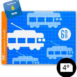 Cuaderno cuarto apaisado cuadrovía 6mm. 16 hojas grapado tapa blanda