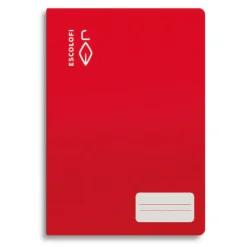 Cuaderno cuarto color rojo pauta Montessori 3,5mm. 32 hojas