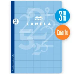 Cuaderno cuarto cuadrovía 3mm. 50 hojas tapas de cartoncillo plastificado colores surtidos