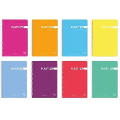 Cuaderno folio pauta 2,5mm. 80 hojas colores surtidos Plastipac
