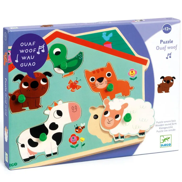 Encaje con sonido granja de madera