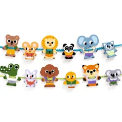 Ensartable de madera 12 piezas y 2 cordones Fila Friends Djeco