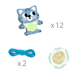 Ensartable de madera 12 piezas y 2 cordones Fila Friends Djeco