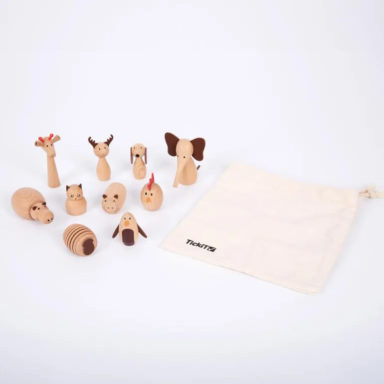 Figuras animales de madera 10 piezas