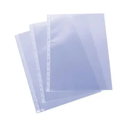 Funda transparente tamaño folio con multitaladro 100 unidades