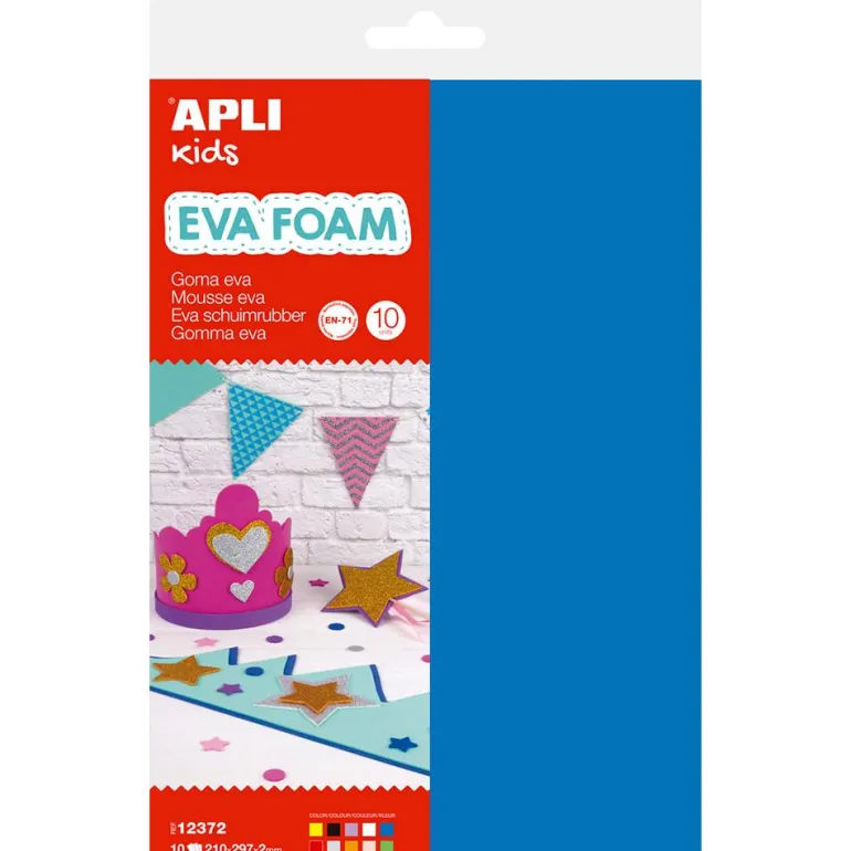 Goma eva 21x30cm. 10 colores Apli