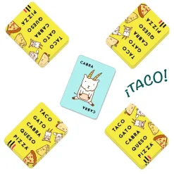 Juego de cartas Taco, Vuelta, Cabra, Queso, Pizza.