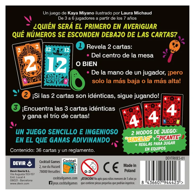 Juego de cartas Trío