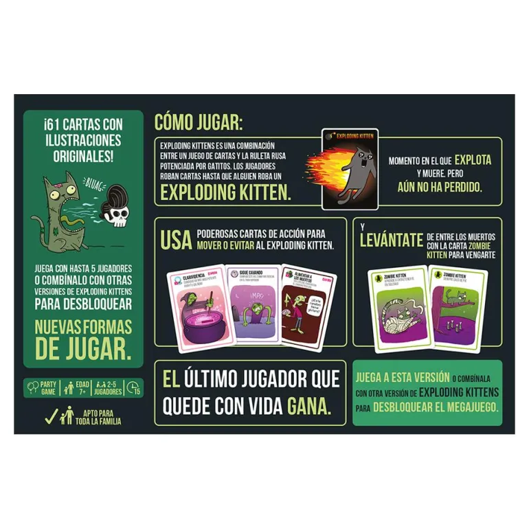 Juego de cartas Zombie kittens