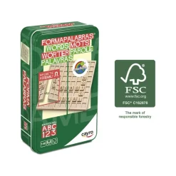 Juego de mesa Forma palabras madera en caja metal