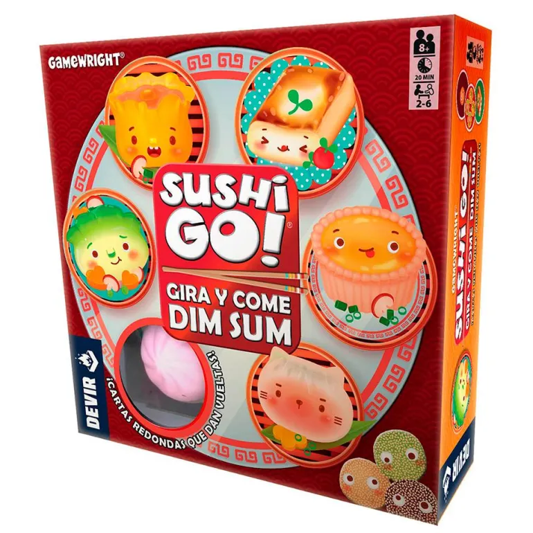 Juego de mesa Sushi Go gira y come dim sum.
