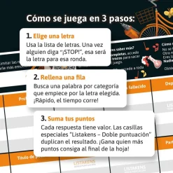 Juego de palabras Listos, listas y listakens clásico