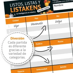 Juego de palabras Listos, listas y listakens clásico