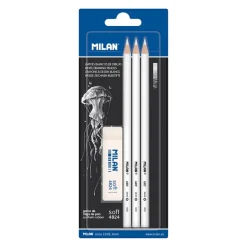 Lápiz blanco 3 unidades con 1 goma soft 4824