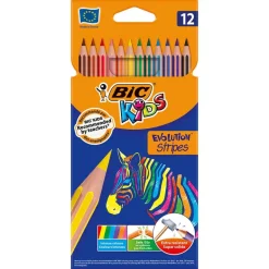 Lápiz color Evolution Stripes 12 colores Bic