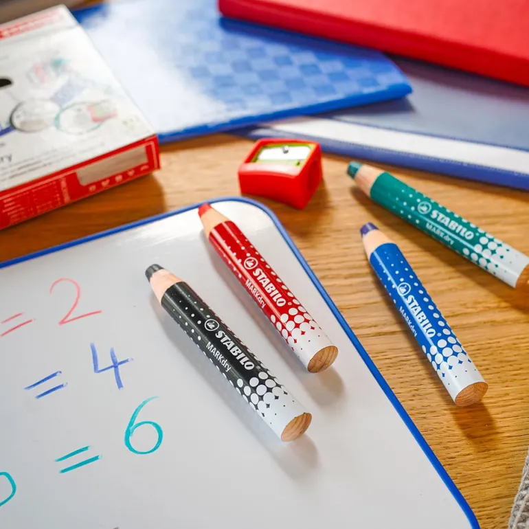 Lápiz color para pizarra blanca Stabilo Markdry caja 4 colores