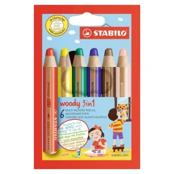 Lápiz grueso multifunción 6 colores Woody 3 en 1