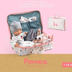 Maleta de Vanille con muñeco, ropa y accesorios Pomea