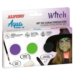 Maquillaje caracterización al agua bruja 3 colores.