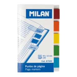 Marcapáginas adhesivos transparentes con punta de color 100 unidades Milan