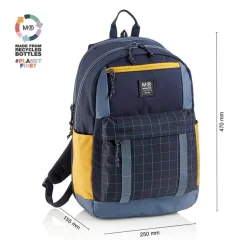 Mochila triple Amsterdam negro. 47x25x15,5cm.